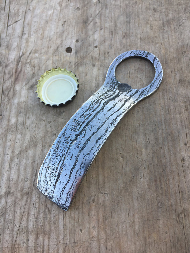 Handcrafted Forged Wrought Iron Wood Grain Bottled Opener