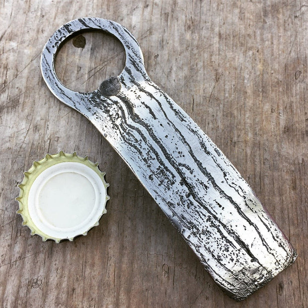 Handcrafted Forged Wrought Iron Wood Grain Bottled Opener