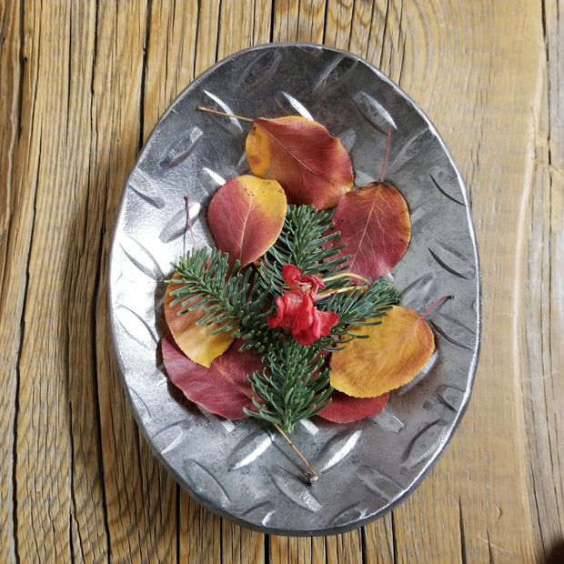 Steel Oval Hand Forged Diamond Plate Bowl