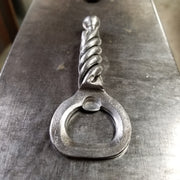 Handcrafted Forged Bottle Opener with Twist Handle and Ball