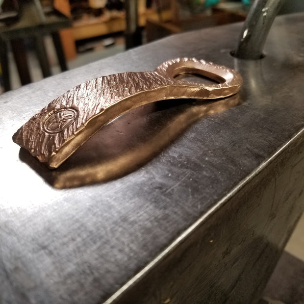 Handcrafted Forged  and Textured Solid Bronze Bottle Opener.