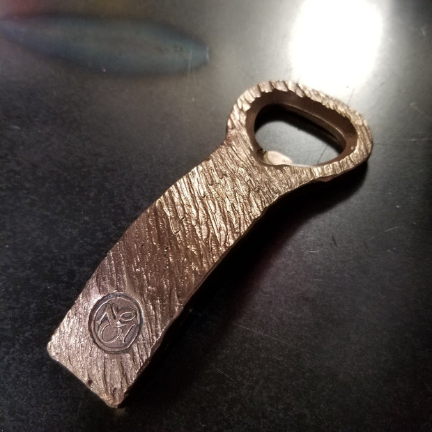 Handcrafted Forged  and Textured Solid Bronze Bottle Opener.