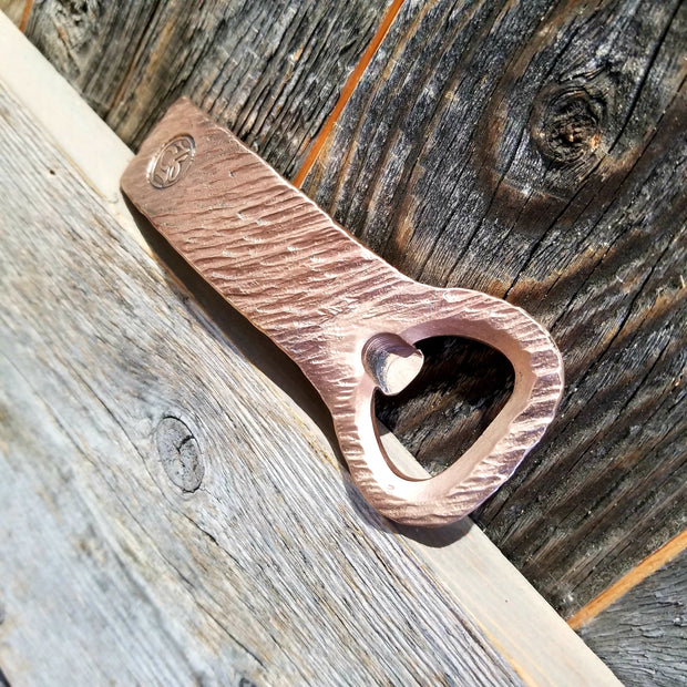 Handcrafted Forged  and Textured Solid Bronze Bottle Opener.