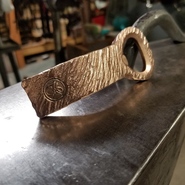 Handcrafted Forged  and Textured Solid Bronze Bottle Opener.