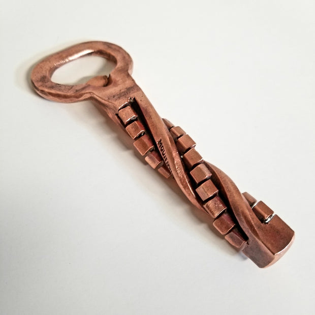 Handcrafted Forged Solid Copper Cubic Twist Bottle Opener