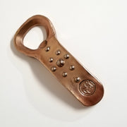 Handcrafted Forged Solid Bronze Bottle Opener with Stainless Steel Pin Work