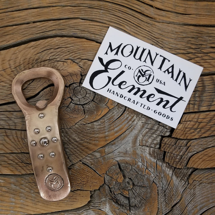 Handcrafted Forged Solid Bronze Bottle Opener with Stainless Steel Pin Work