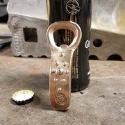 Handcrafted Forged Solid Bronze Bottle Opener with Stainless Steel Pin Work