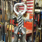 Handcrafted Forged Bottle Opener with Twist Handle and Ball