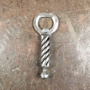 Handcrafted Forged Bottle Opener with Twist Handle and Ball