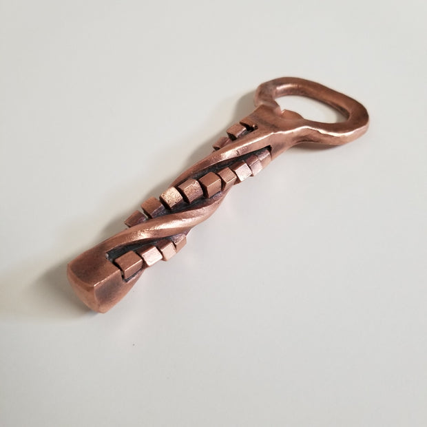 Handcrafted Forged Solid Copper Cubic Twist Bottle Opener