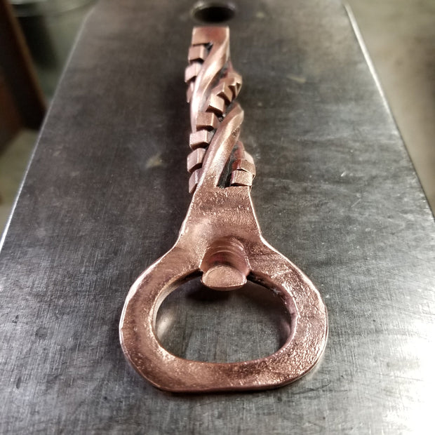 Handcrafted Forged Solid Copper Cubic Twist Bottle Opener