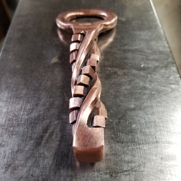 Handcrafted Forged Solid Copper Cubic Twist Bottle Opener